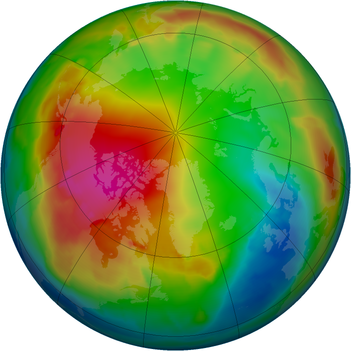 Arctic ozone map for 18 January 2012